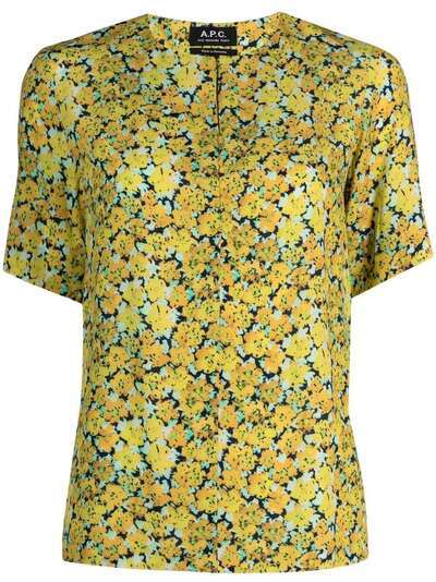 A.P.C. блузка с короткими рукавами и цветочным принтом