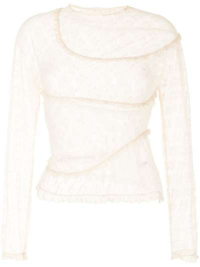 yuhan wang полупрозрачная блузка с вышивкой