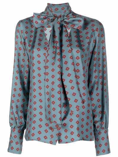 Alberto Biani шелковая блузка с бантом и геометричным узором