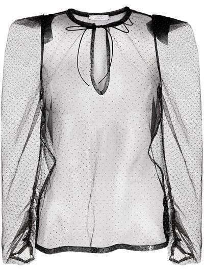 Dorothee Schumacher прозрачная блузка в горох с пышными рукавами