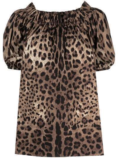 Dolce & Gabbana топ с леопардовым принтом и открытыми плечами