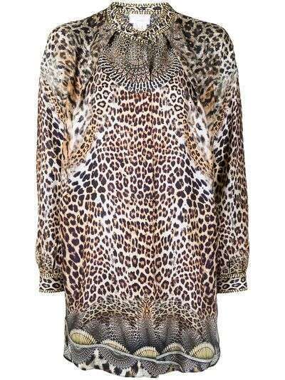 Camilla шелковая рубашка с леопардовым принтом