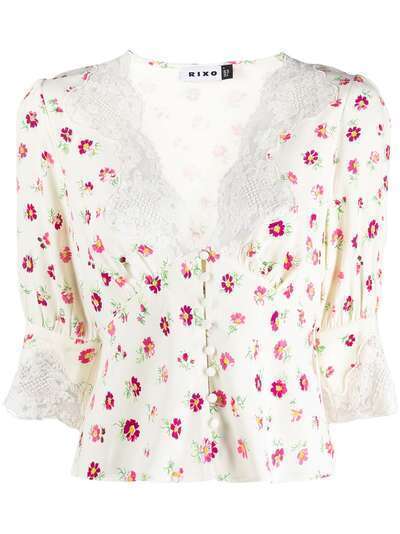 Rixo блузка с баской и цветочным принтом