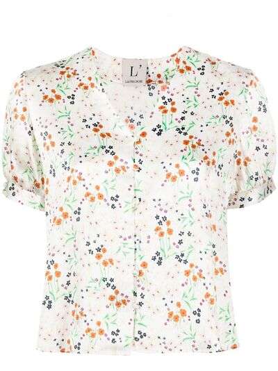 L'Autre Chose блузка с цветочным принтом и V-образным вырезом