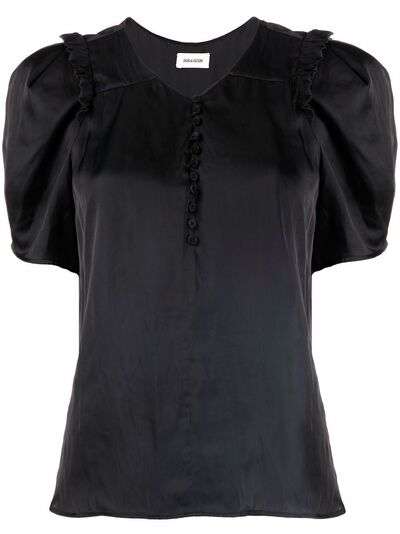 Zadig&Voltaire атласная блузка с объемными рукавами