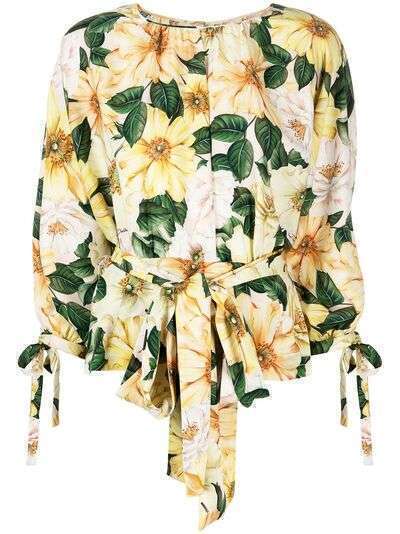 Dolce & Gabbana блузка с завязками и цветочным принтом