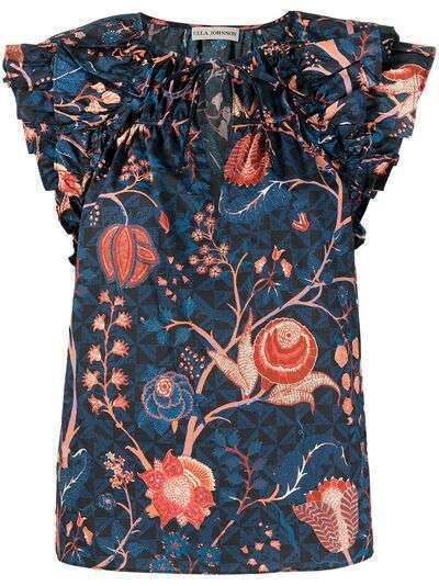 Ulla Johnson блузка с оборками и цветочным принтом