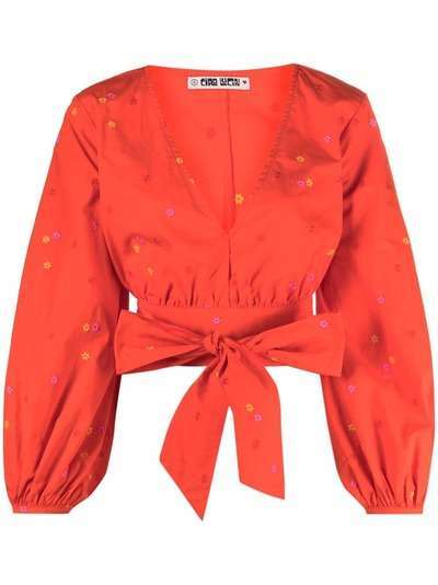 Ciao Lucia укороченная блузка с цветочной вышивкой