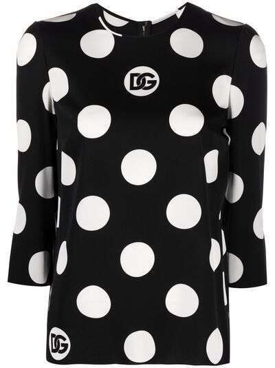 Dolce & Gabbana блузка в горох с логотипом