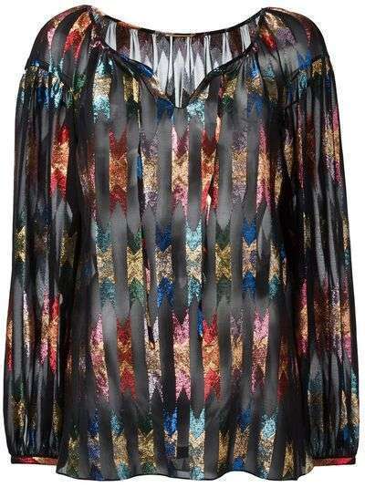 Saint Laurent прозрачная блузка с блестящим узором