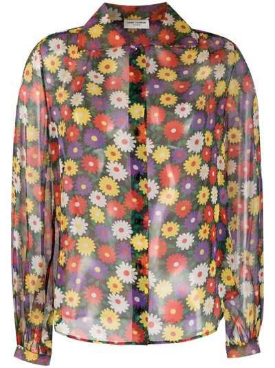 Saint Laurent блузка с цветочным принтом
