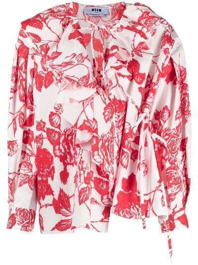 MSGM блузка с оборками и цветочным принтом