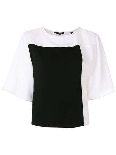 Armani Exchange двухцветная блузка с принтом