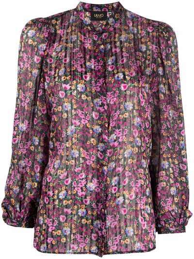 LIU JO блузка с цветочным принтом и объемными рукавами