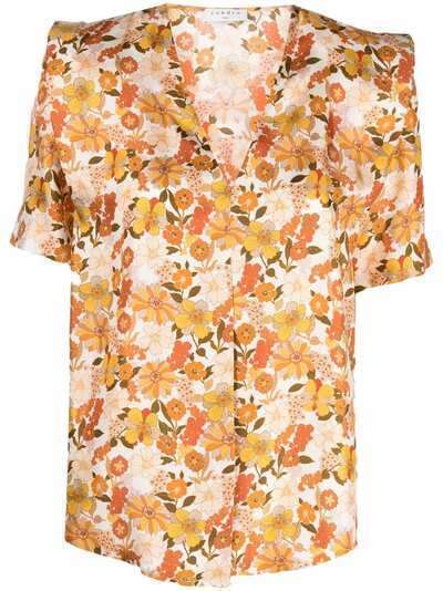 SANDRO блузка с цветочным принтом и V-образным вырезом