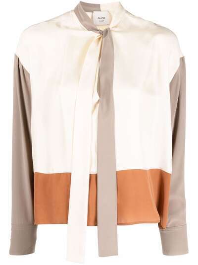 Alysi шелковая блузка в стиле колор-блок