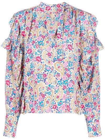 Isabel Marant блузка с оборками и цветочным принтом