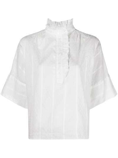 SANDRO блузка Celeste с оборками и узором в мелкую точку