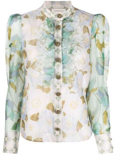 ZIMMERMANN блузка с оборками и цветочным принтом