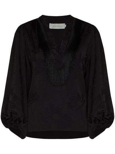 Silvia Tcherassi Sanford V-neck fringed blouse