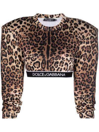 Dolce & Gabbana топ с длинными рукавами и леопардовым принтом