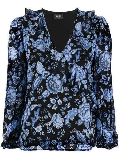 LIU JO блузка с оборками и цветочным принтом