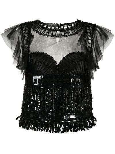 Alberta Ferretti прозрачная блузка с кристаллами