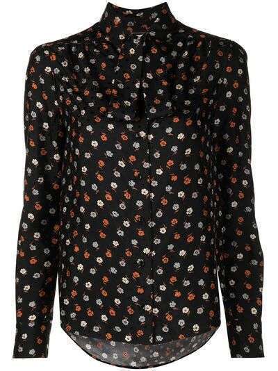 Saint Laurent блузка с длинными рукавами и цветочным принтом