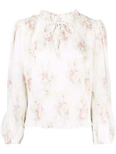 GANNI плиссированная блузка с цветочным принтом