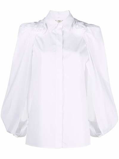 Fendi блузка с объемными рукавами и сборками