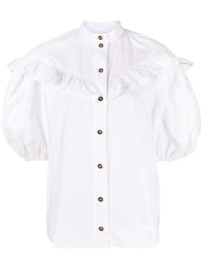 GANNI блузка с пышными рукавами и оборками