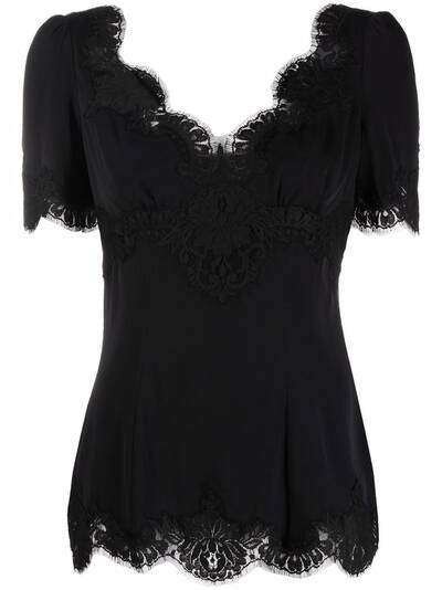 Dolce & Gabbana блузка с кружевной отделкой