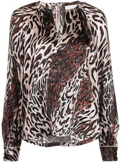 Jonathan Simkhai Standard блузка с объемными рукавами и леопардовым принтом