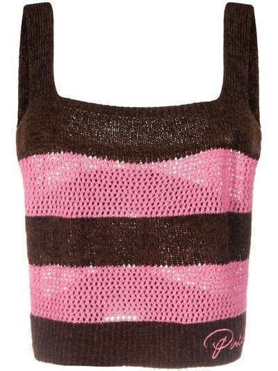 Pinko horizontal-stripe crochet top