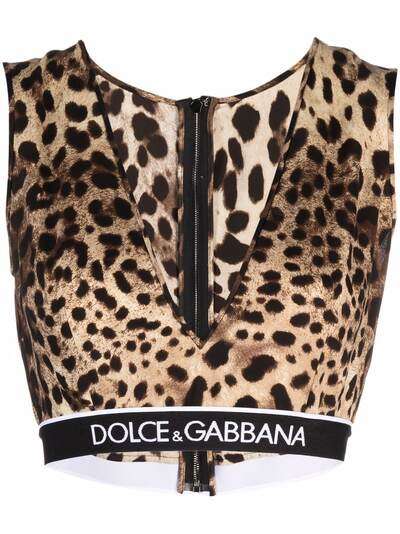 Dolce & Gabbana укороченный топ с леопардовым принтом