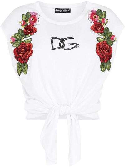 Dolce & Gabbana укороченный топ с цветочной аппликацией