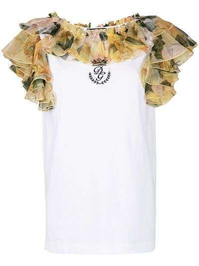 Dolce & Gabbana топ с оборками и цветочным принтом