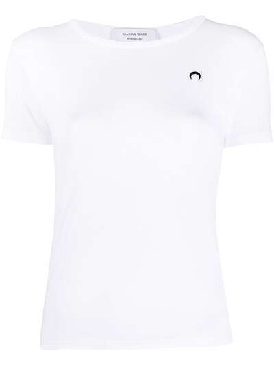 Marine Serre футболка узкого кроя с вышитым логотипом