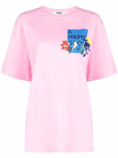 MSGM футболка с цветочным принтом