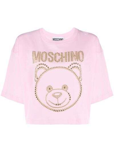 Moschino укороченная футболка Teddy Studs
