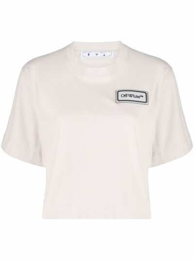 Off-White укороченная футболка с нашивкой-логотипом