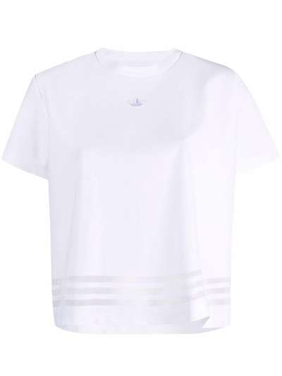 adidas футболка с вышитым логотипом и полосками