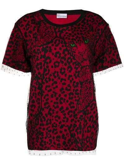 RED Valentino футболка из тюля с принтом Leo Panther