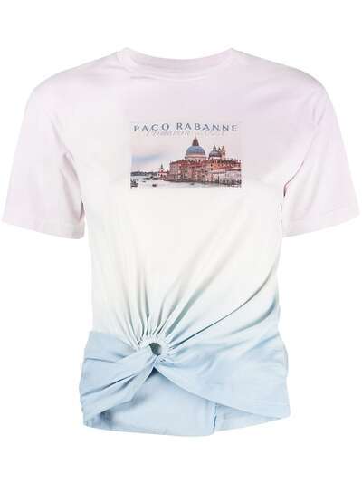 Paco Rabanne футболка с графичным принтом и сборками