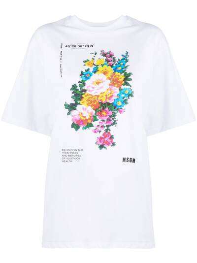 MSGM футболка оверсайз с цветочным принтом