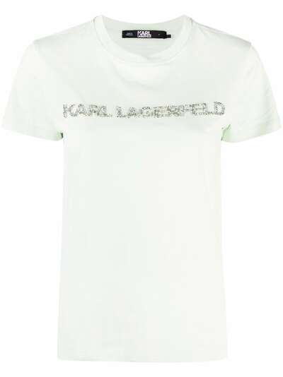 Karl Lagerfeld футболка с кристаллами и логотипом