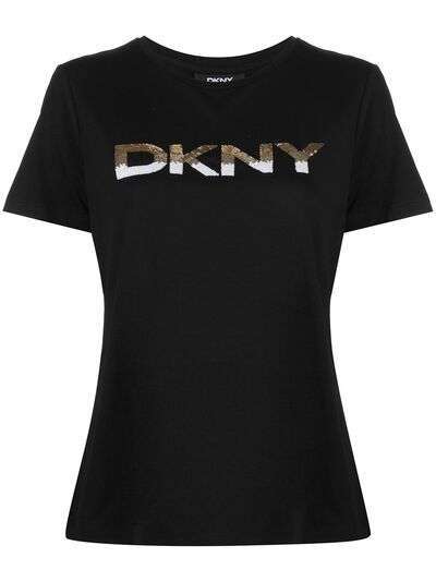 DKNY футболка с логотипом и пайетками