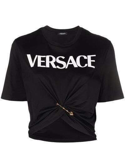 Versace присборенная футболка с декором Medusa