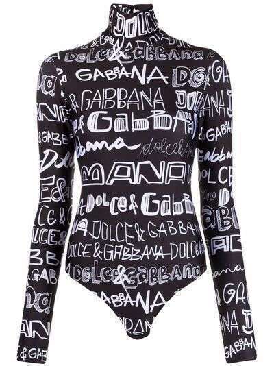 Dolce & Gabbana боди с высоким воротником и логотипом