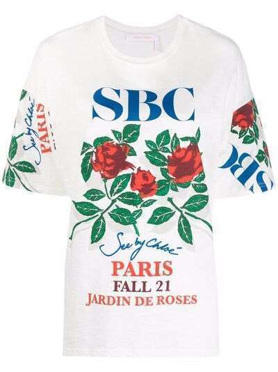 See by Chloé футболка с короткими рукавами и цветочным принтом